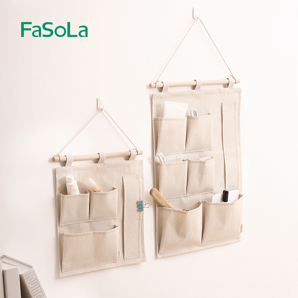 [FREESHIP] Túi vải treo tường 3 ngăn, 6 ngăn FASOLA - Túi vải đựng đồ tiện lợi - Văn phòng phẩm sáng tạo FSLPS-292A