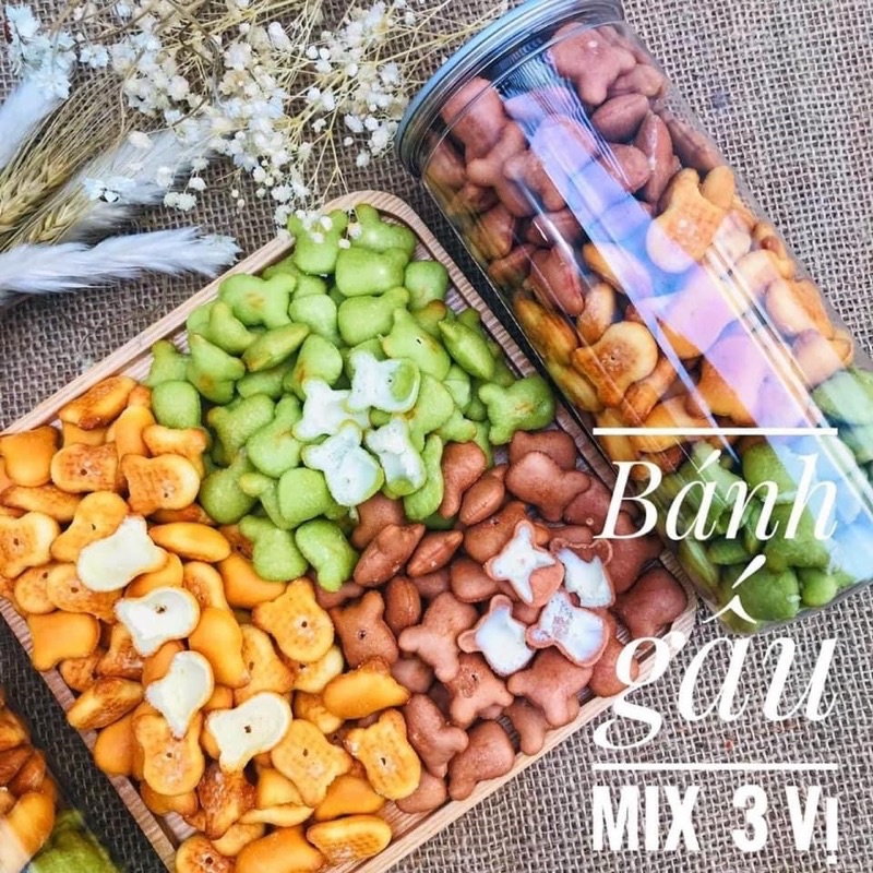 HỘP 500gram BÁNH GẤU MIX 3 VỊ SIÊU NGON