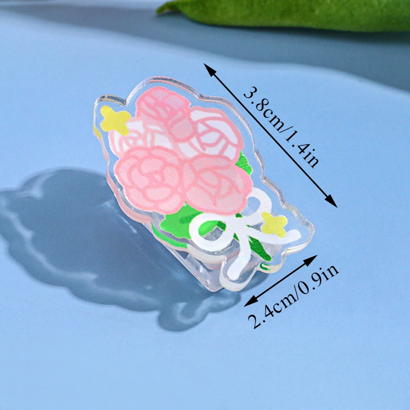 1 Giá Đỡ Giấy Ghi Chú Bằng Acrylic Trong Suốt Hình Hoa Nhỏ Đáng Yêu