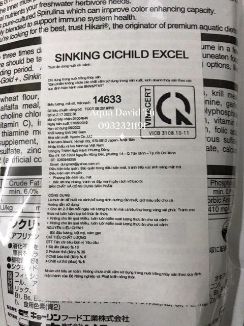 Thức Ăn Hikara Sinking Cichlid Excel 342gram Cho Cá Cảnh