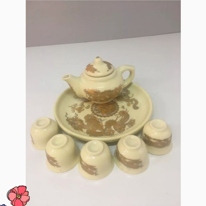 Bộ ấm chén thờ cúng mini.Hàng sứ Bát Tràng.