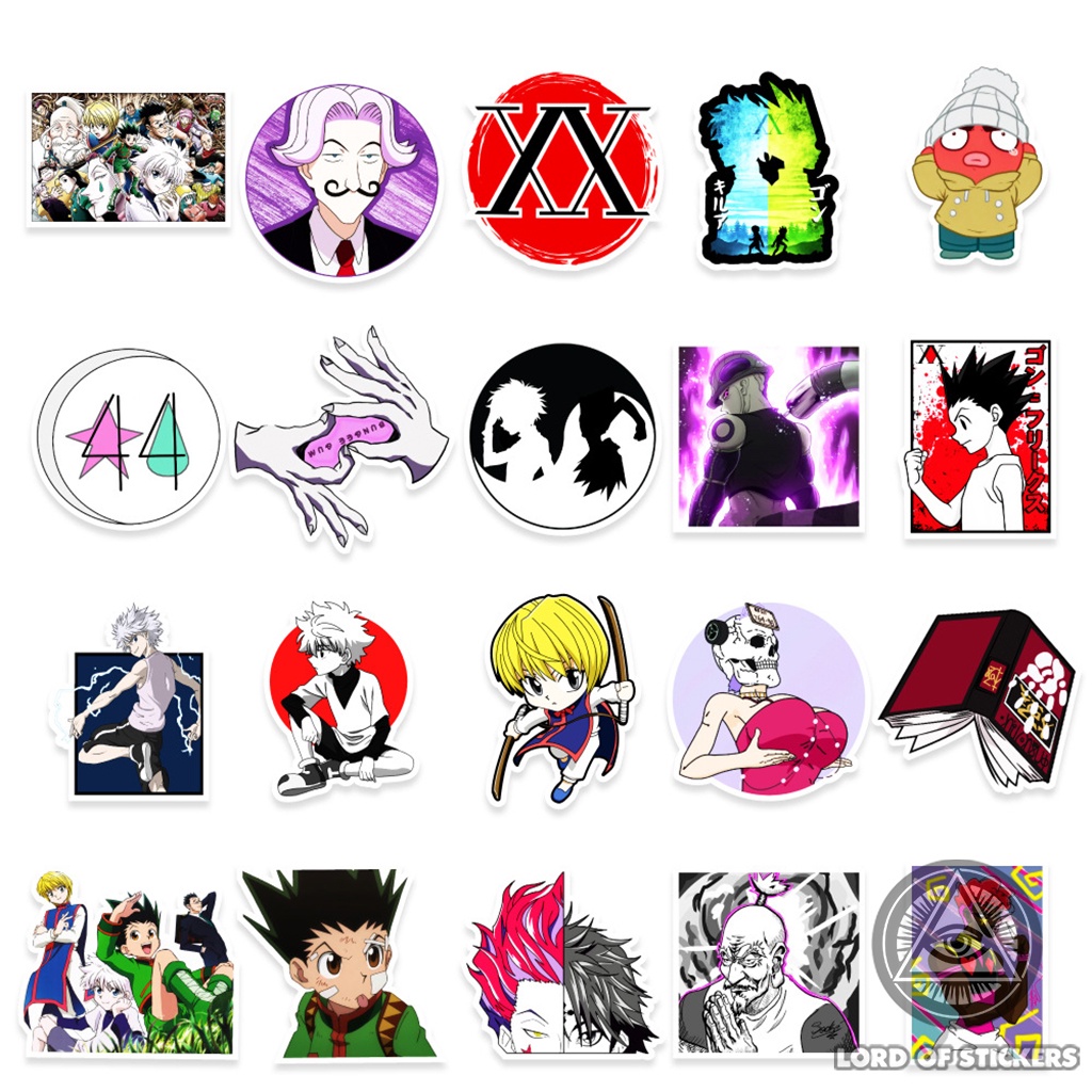 Set 50 Hình Dán Hunter X Hunter Sticker Anime Manga Chống Thấm Nước Trang Trí Mũ Bảo Hiểm, Ván Trượt, Laptop, Vali, Sổ