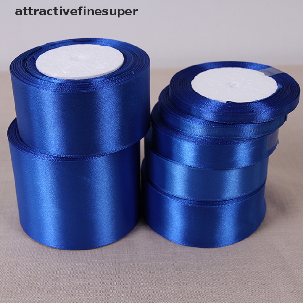 Asvn Royal Blue 25 Yards Silk Satin Ribbon Wedding Party Decoration Gift Wrapping Christmas New Year Apparel Sewing Fabric DIY HOT