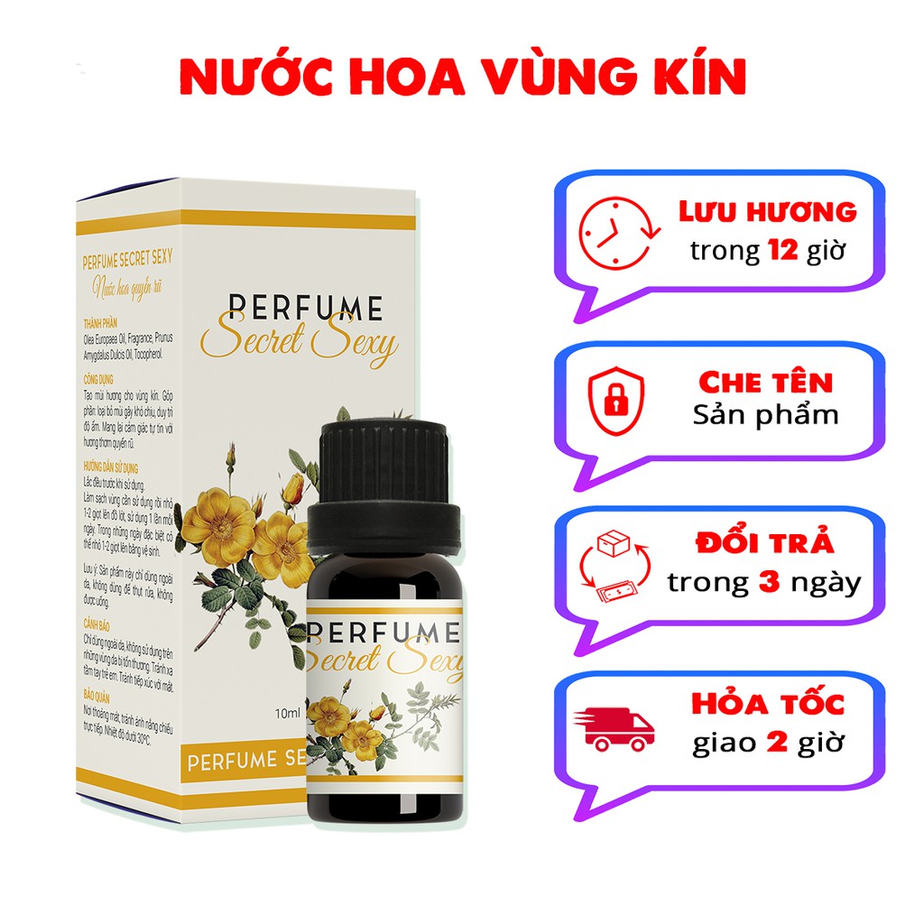 Nước Hoa Cô Bé (Vùng Kín) Thơm Lâu Loại bỏ mùi hôi Cân bằng pH - Chính Hãng LaFla Perfume Secret Sexy 10ml - Che Tên