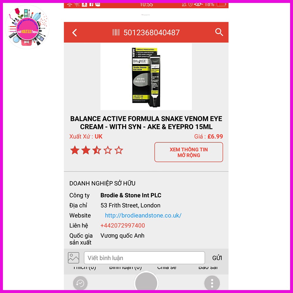 KEM DƯỠNG MẮT NỌC RẮN BALANCE ACTIVE FORMULA SNAKE VENOM EYE CREAM | BigBuy360 - bigbuy360.vn