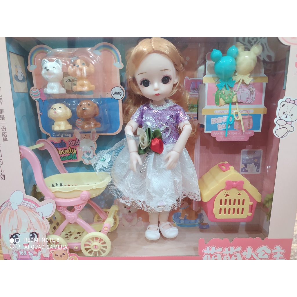 Búp Bê 3D Có Khớp Xoay và Thú Cưng Cho Bé Vui Chơi và Khám Phát, Búp Bê Công Chúa Có Khớp