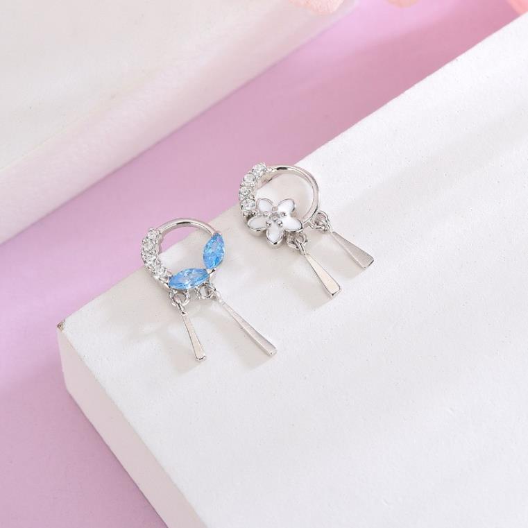 Bông tai bạc dành cho nữ khuyên tròn đính đá sang trọng MEZI Jewelry - ATJ7030B