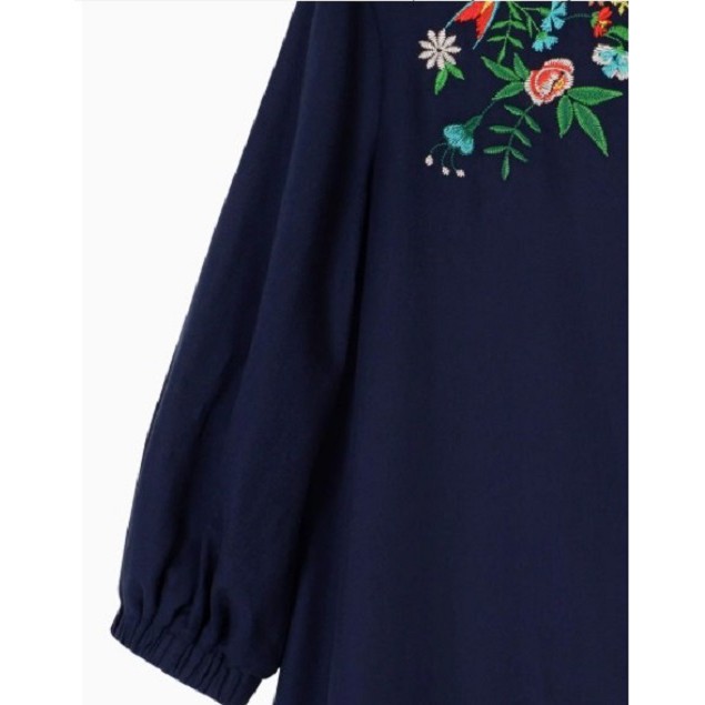Đầm bé gái Puff Sleeves Floral Embroidery