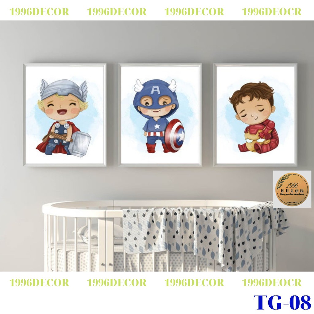 [RẺ-CHẤT] Bộ Tranh Treo Tường Trang Trí Phòng Ngủ Cho Các Bé-Tranh Canvas Có Khung 3D-Tranh Các Siêu Anh Hùng Marvel