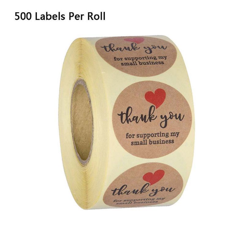 Bộ 500 cái nhãn dán trang phí bao bì in chữ Thank You for Supporting My Small Business