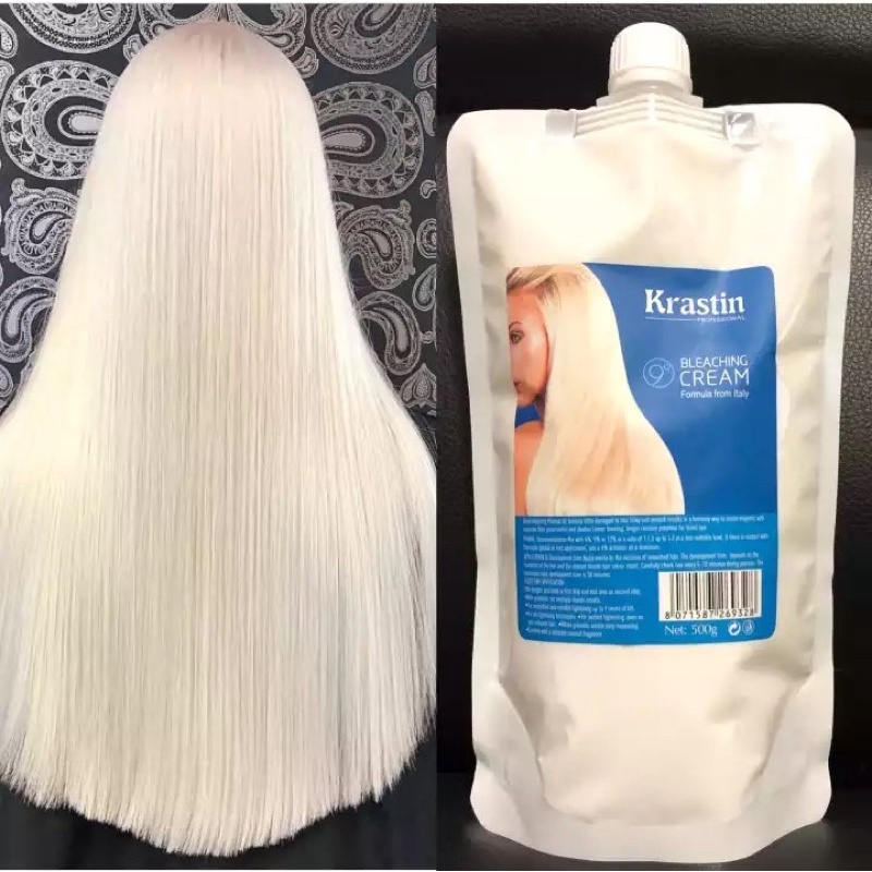 Kem nâng tông , kem tẩy tóc bleaching cream karatin bich 500ml   dạng kem siêu mạnh lên levo 9 không gây khô tóc