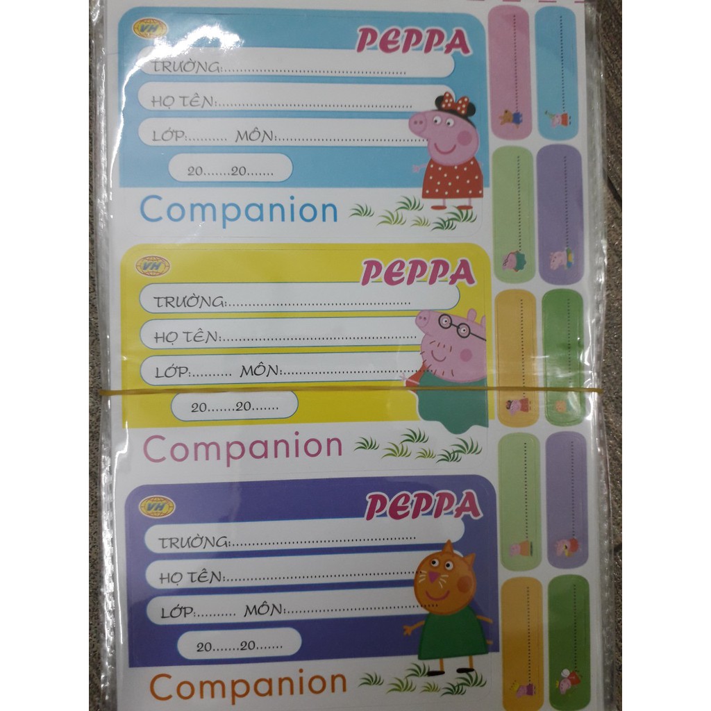 12 cái nhãn vở kèm theo thẻ ghi tên loại to đẹp
