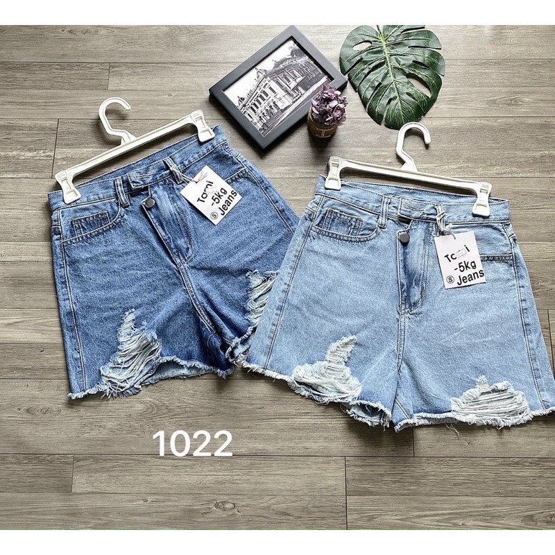 Quần short jean nữ rách size từ 40kg đến size đai 75kg mẫu rách quần short lưng cao hàng VNXK MS1022 - 2KJean