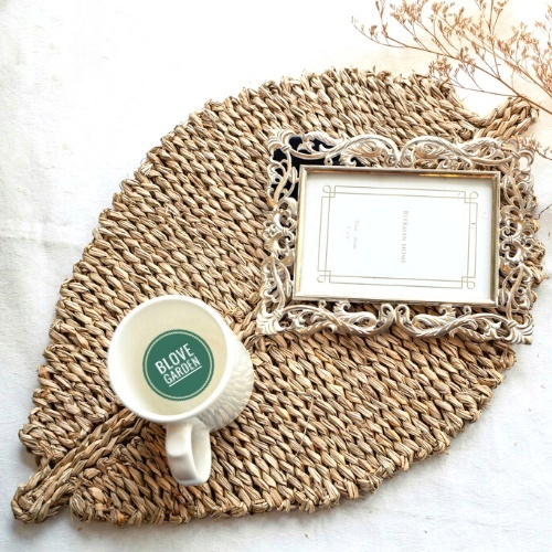 Thảm Cói mix mẫu Vintage Hoạ Tiết dùng để decor tường, bàn ăn, trang trí quán cafe, nhà hàng.