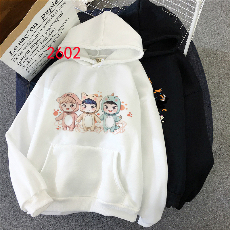 Áo Hoodie Dài Tay In Hình Nhóm Nhạc EXO Thời Trang