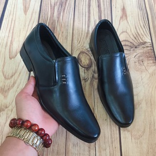 Giầy tây nam da trơn mũi nhọn logo vs da mềm đế may( Chất Store )