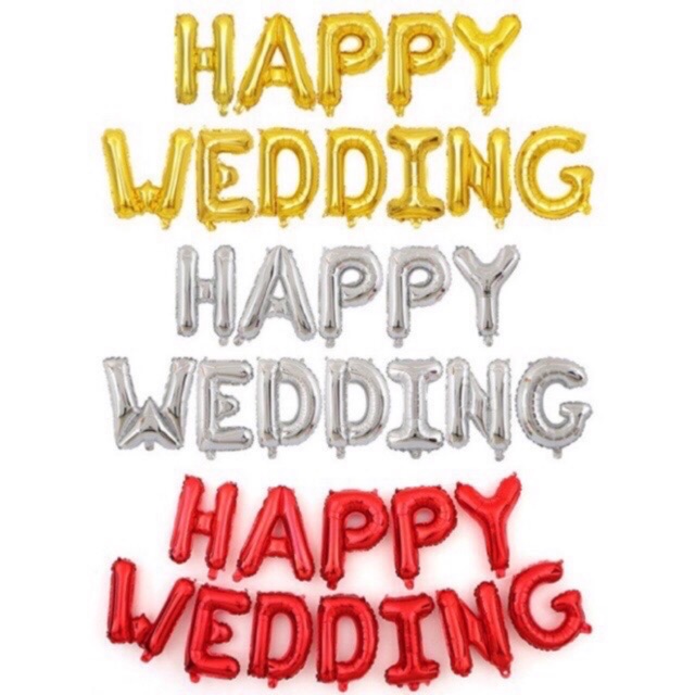 (Rẻ Vô Cực Free Ship) Bộ bong bóng chữ happy wedding