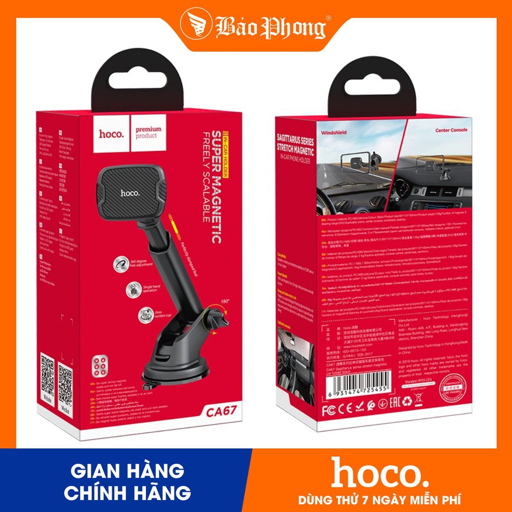 Giá đỡ điện thoại HOCO CA67 trên Ô tô Dành cho điện thoại iPhone iP Xiaomi Huawei Samsung Oppo Realme giá rẻ bền đẹp