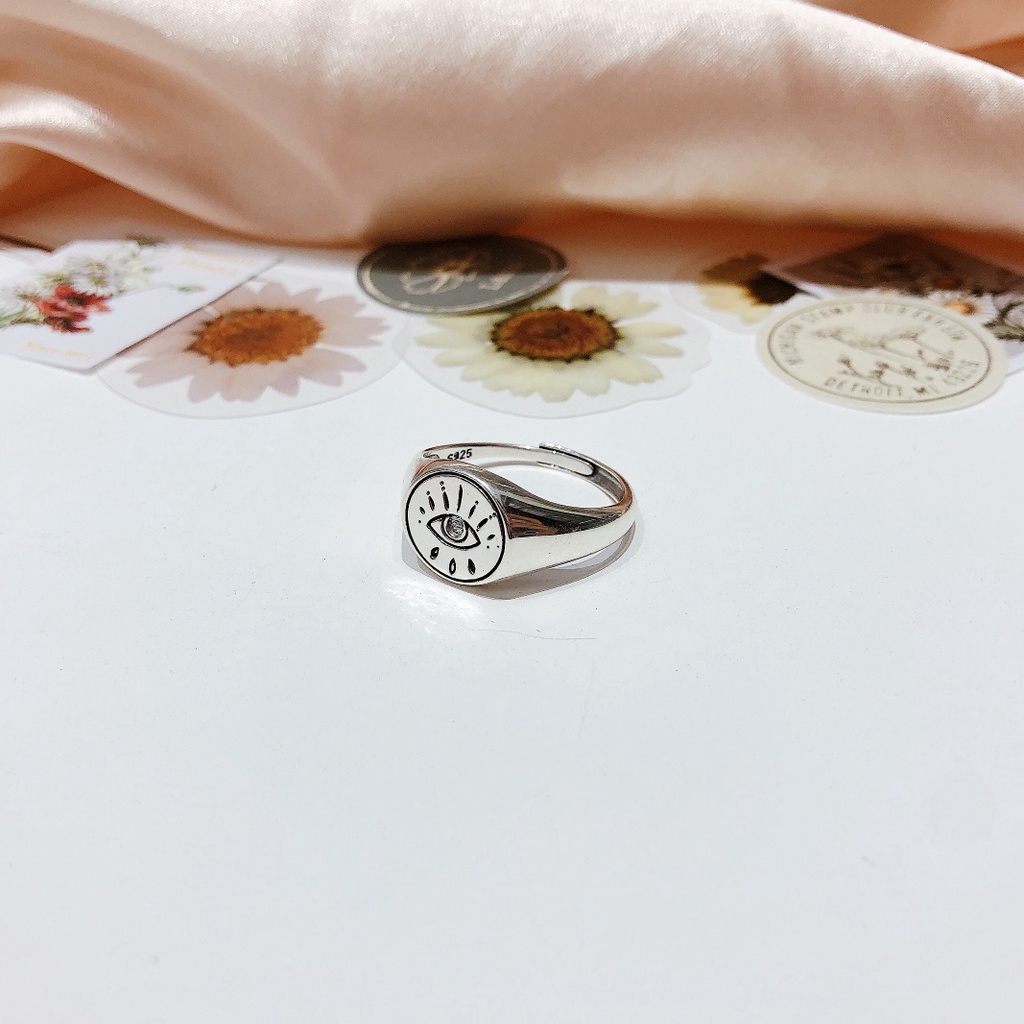 Nhẫn bạc SOFF CLUB S925 - Nhẫn tròn dẹt khắc con mắt