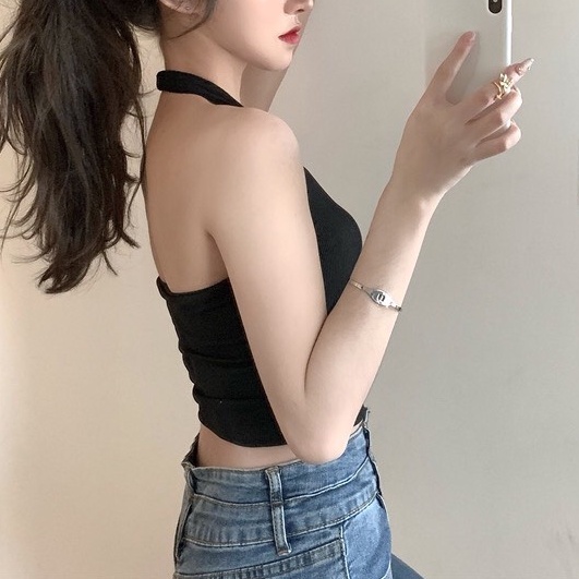 Áo Croptop Ba Lỗ Nữ Cổ Yếm MIMILA Áo Hở Lưng Choàng Dây Co Giãn Ôm Body - MA046