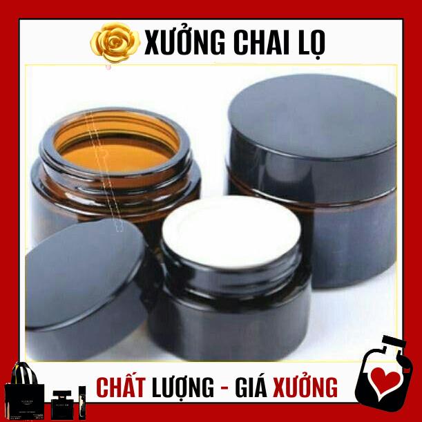 Hủ Đựng Kem ❤ TOP GIÁ RẺ ❤ Hũ đựng kem thủy tinh Nâu 20g/30g/50g / Hũ chiết kem , phụ kiện du lịch