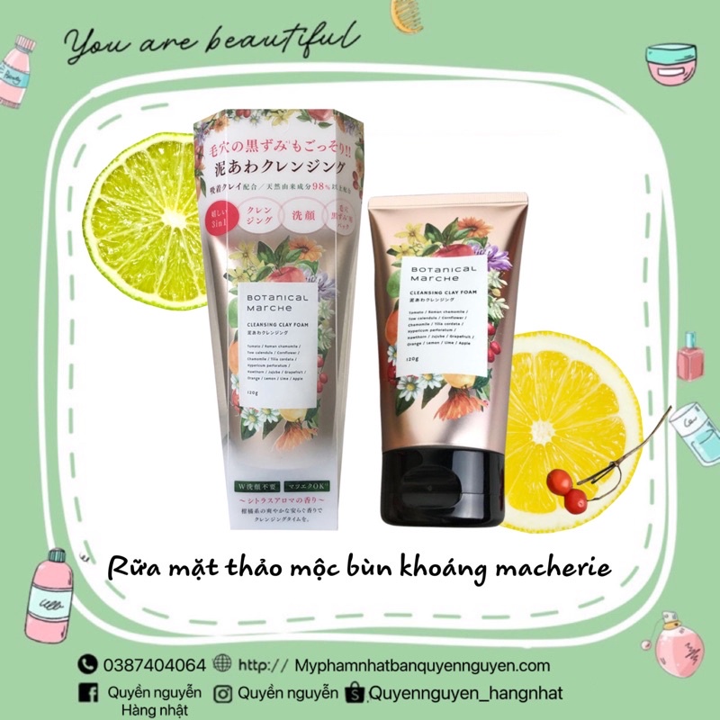 Sữa rửa mặt đất sét Botanical Nhật Bản Botanica
