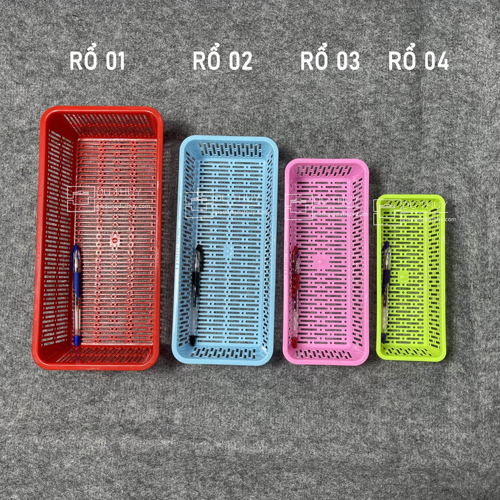 Rổ Nhựa Chữ Nhật Dài Nhiều Màu Đựng Bút Viết, Đựng Vật Dụng Dài Nhiều Màu Với 4 Kích Thước, Nhựa PP Chính Phẩm, Bền Đẹp | BigBuy360 - bigbuy360.vn