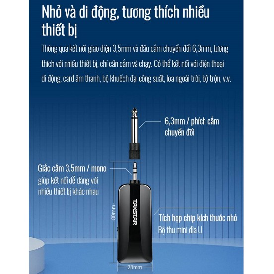 Micro Không Dây Hát Karaoke Takstar TS-K201 Độ Nhạy Cao, Chống Nhiễu, Khoảng Cách Xa, Chính Hãng Cao Cấp Bảo Hành 1 Năm