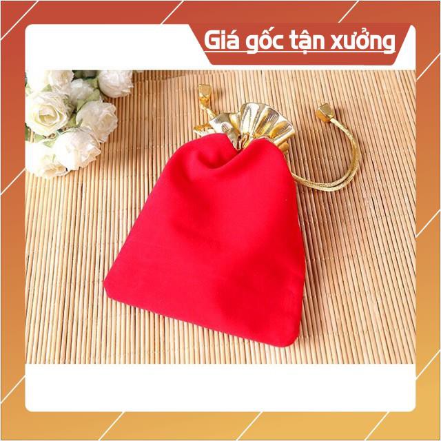 COMBO 100 TÚI NHUNG ĐỎ DÂY VÀNG KT 10* 13Cm