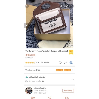 Túi Burberry Ngọc Trinh bbr pocket hot hit fullbox chuẩn xịn size 24