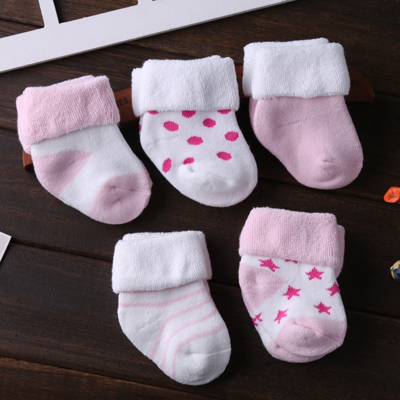 Set 5 Đôi Vớ Cotton Chống Trượt Dễ Thương Cho Bé