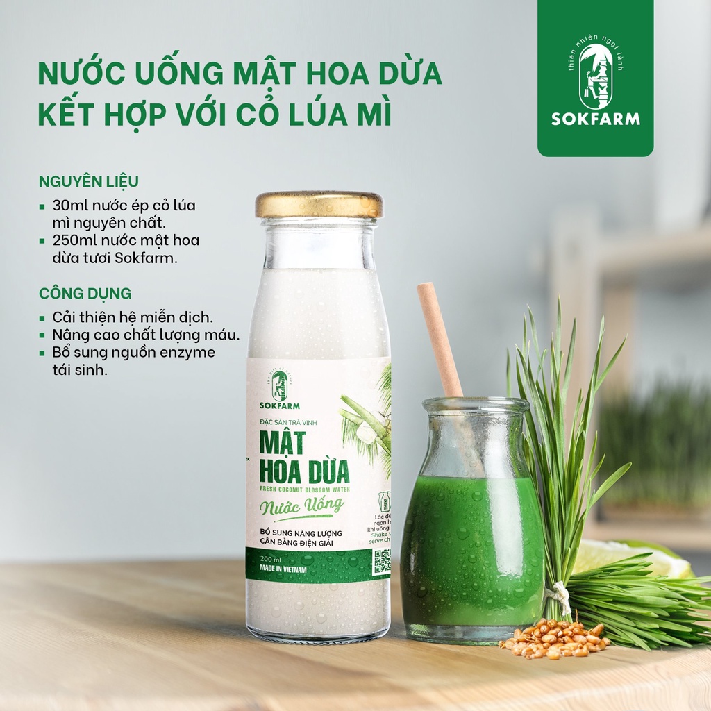 Nước Uống Mật Hoa Dừa sokfarm bù khoáng, bù điện giải