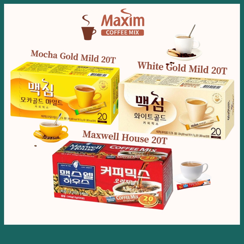 Cà Phê Tức Thì Hàn Quốc (10T,20T) Mocha Vàng Nhẹ / Trắng Vàng Nhẹ Nhàng / Maxwell House