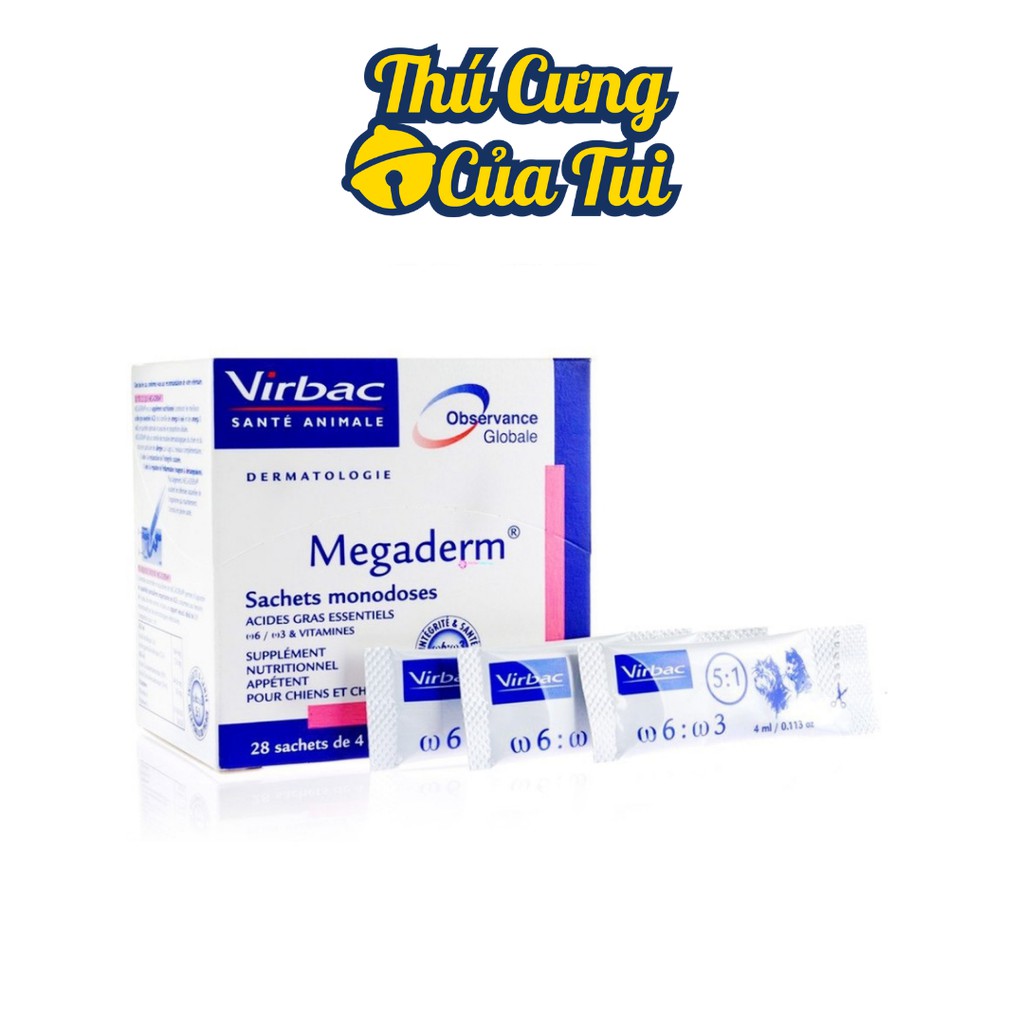 Gel Dinh Dưỡng Virbac Megaderm Giúp Mượt Lông, Da Và Giảm Ngứa Chó Mèo, Gói 4ml - Thú Cưng Của Tui