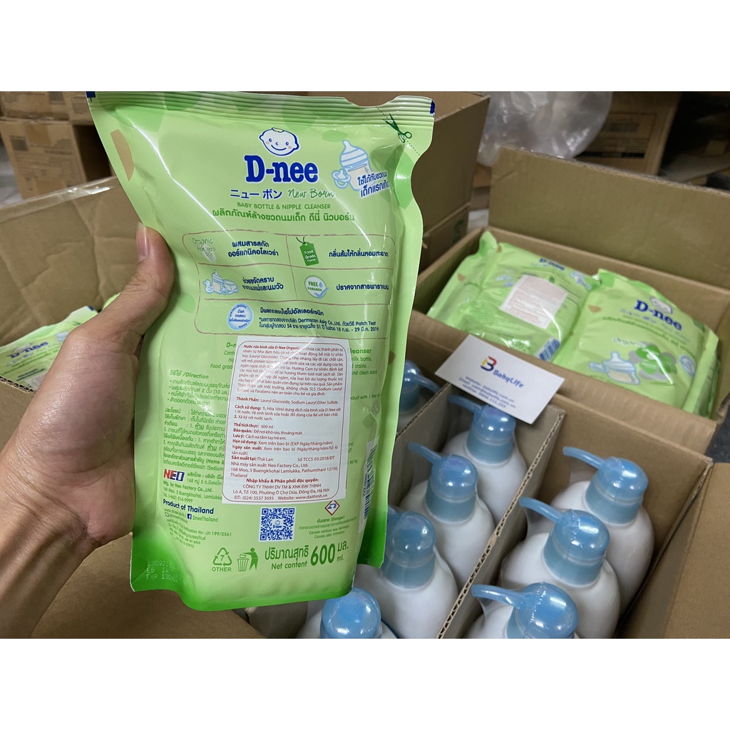 [Rửa bình sữa] Chính hãng Dnee nước rửa bình sữa chai 500ml, túi Organic 600ml