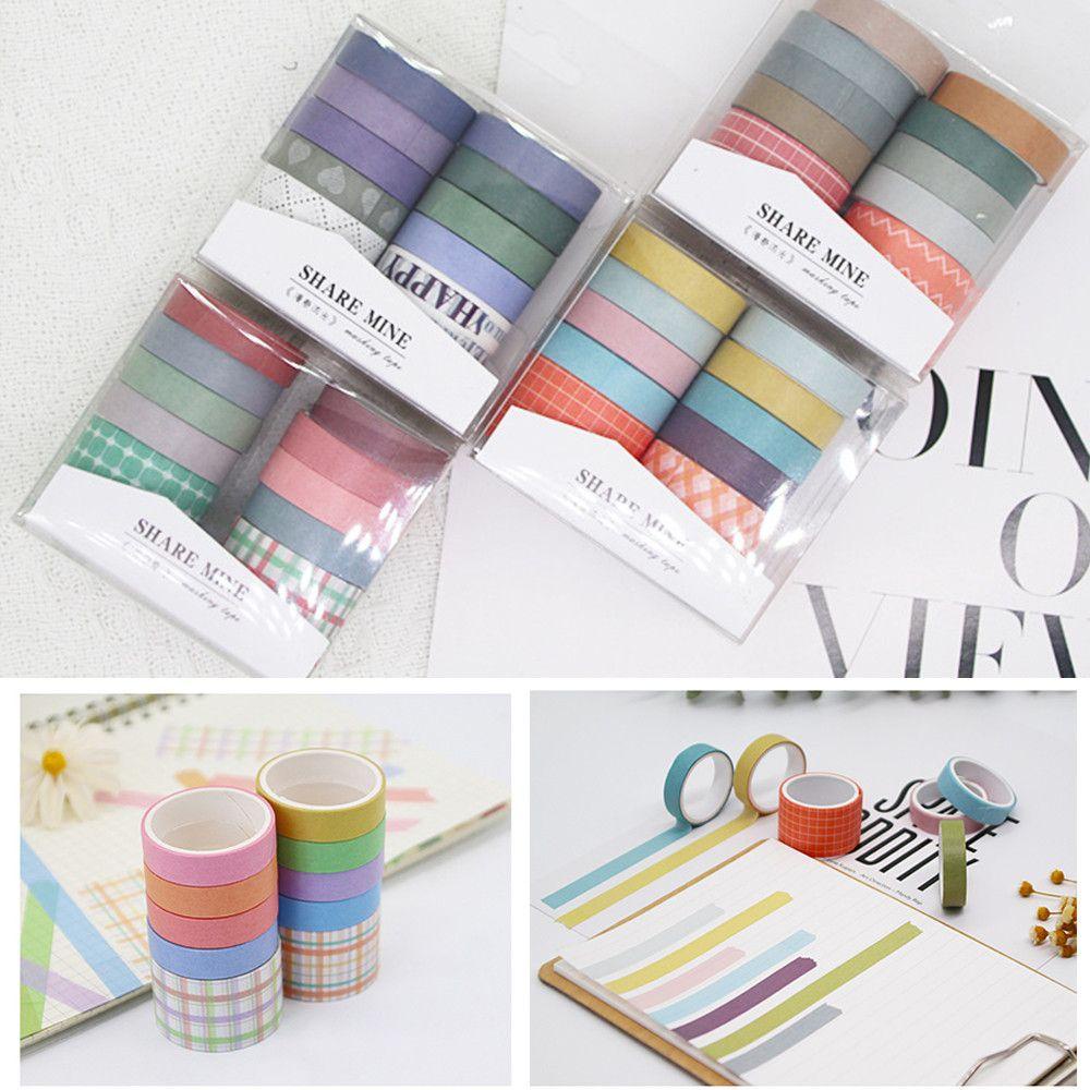 Hộp 10 Cuộn Băng Dính Nhiều Màu Trang Trí Scrapbook