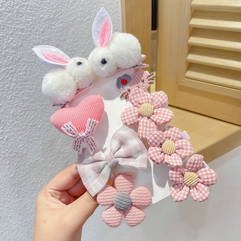 Kẹp tóc hình chú thỏ bằng nhung dễ thương xinh xắn phong cách Nhật Bản