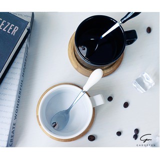 CỐC CAFE ( KÈM THÌA VÀ ĐẾ GỖ )