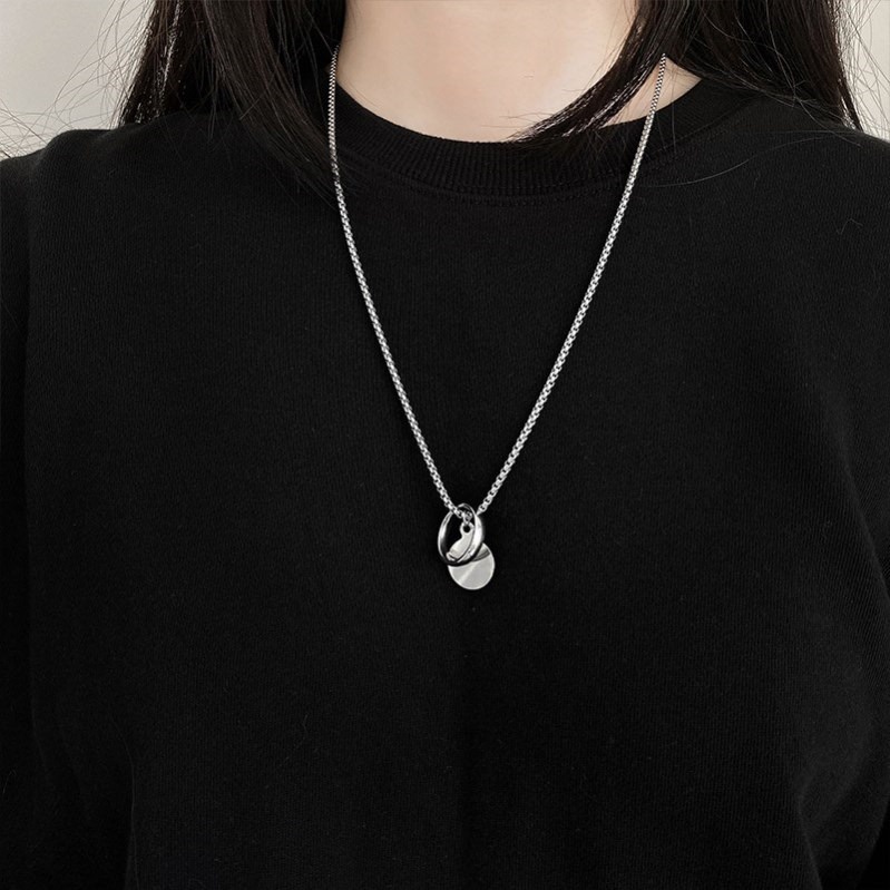 Vòng Cổ Dây Chuyền Unisex Nhẫn W Chains Thời Trang Nam Nữ Merin Accessories Chất Liệu Inox Cao Cấp Không Gỉ