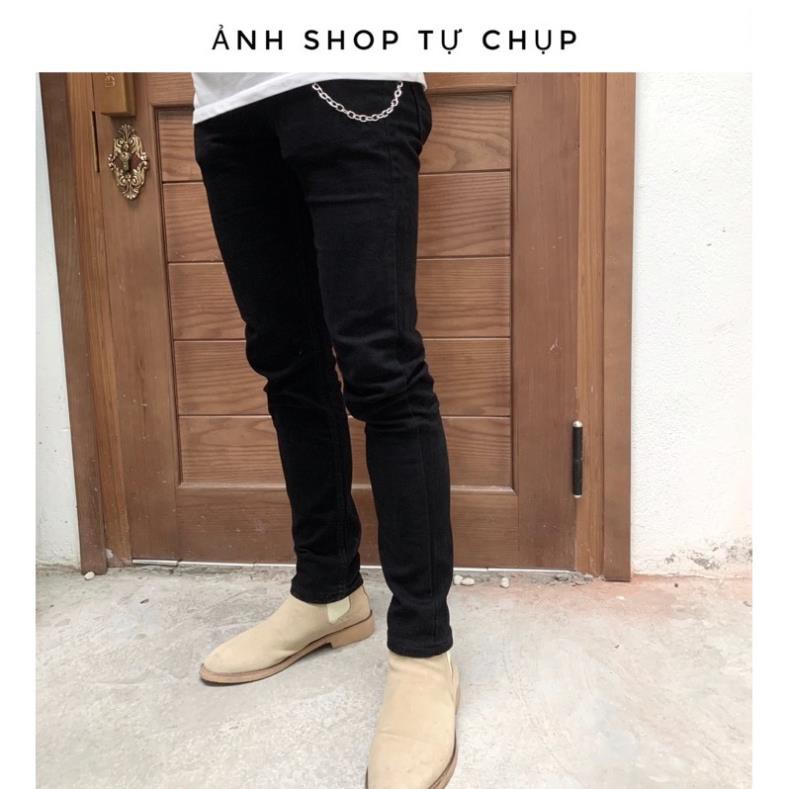 [Tiền Nào Của Đấy]Quần Jeans Nam Đen Trơn Vải Co Giãn, Không Phai Màu Dáng Skinny Phong Cách Hàn Quốc -J01