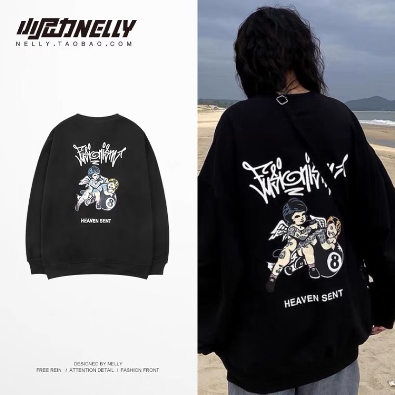 Áo sweater nelly [1460] chất nỉ bông dáng unisex form rộng heaven sent