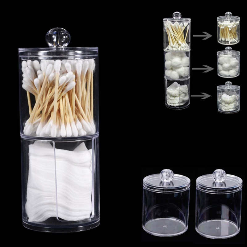 Bộ 3 Hộp Nhựa Acrylic Trong Suốt Đựng Bông Tẩy Trang