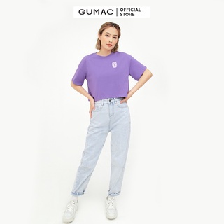 Áo croptop nữ phom rộng in Sun Kissed GUMAC màu tím ATB548