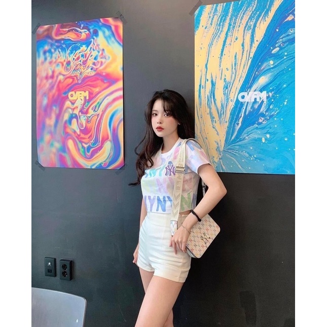 (Hàng xuất chuẩn)Áo Crtop trắng in 7 màu vãi mềm mịn