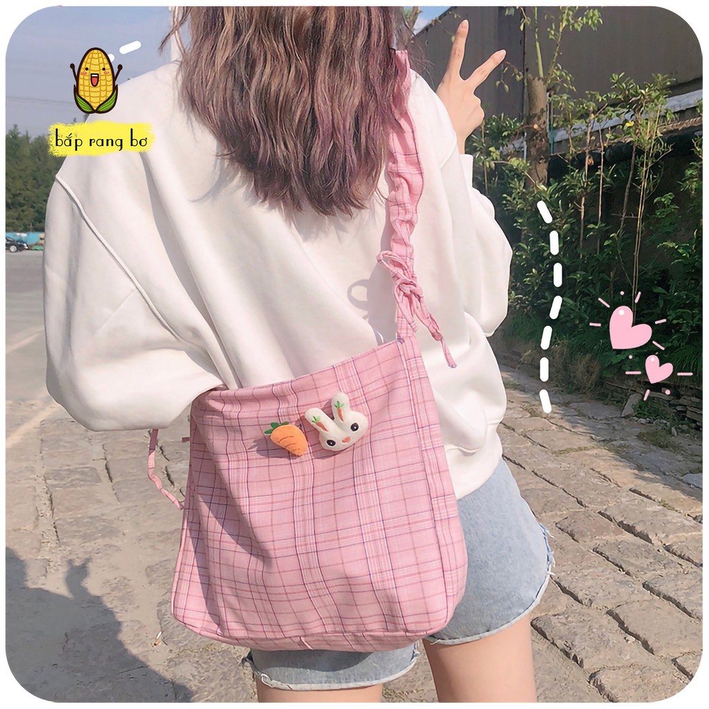 TÚI TOTE ĐEO VAI ĐEO CHÉO DÂY RÚT CARO [CÓ KHÓA & TÚI CON] - VẢI CANVAS - PHONG CÁCH ULZZANG - ĐỂ ĐƯỢC SÁ | BigBuy360 - bigbuy360.vn