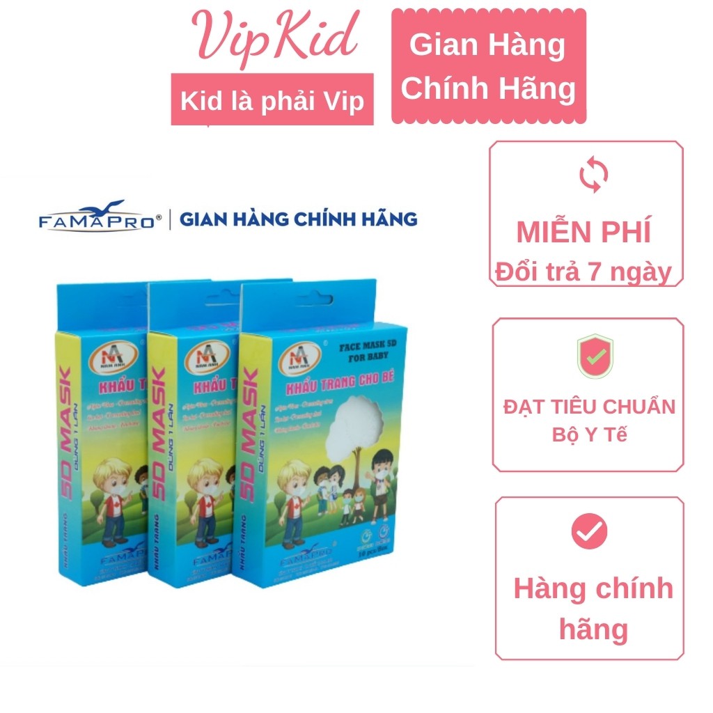 Khẩu trang cho bé Nam Anh Famapro 5D 3 lớp kháng khuẩn