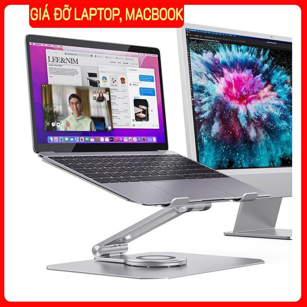 Giá đỡ laptop, macbook nhôm chính hãng Boneruy chân đế xoay 360 độ chắc chắn cao cấp cho máy 11 - 17 inch. | WebRaoVat - webraovat.net.vn