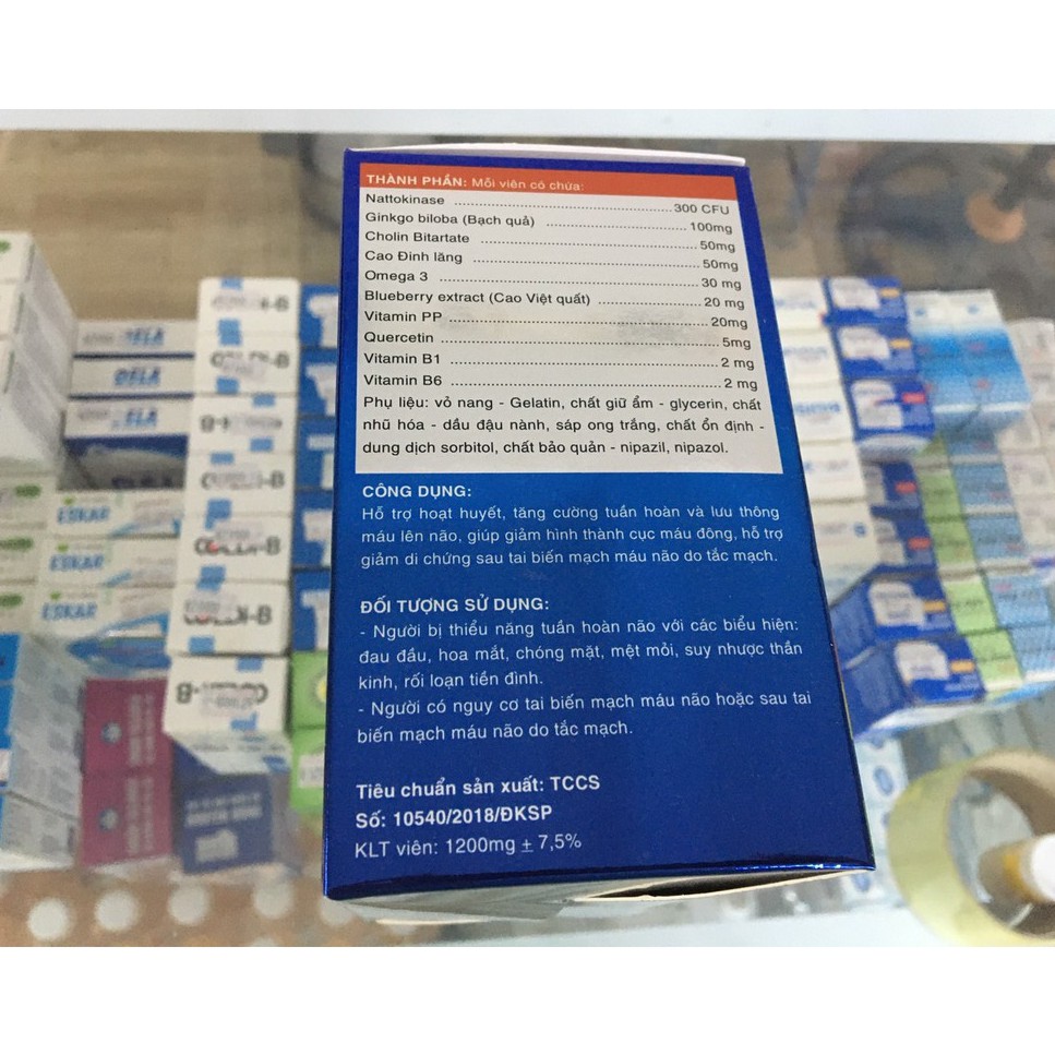 Lazine Extra viên uống bổ não giúp hoạt huyết dưỡng não giảm đau đầu chóng mặt tăng cường trí nhớ hỗ trợ giấc ngủ ngon
