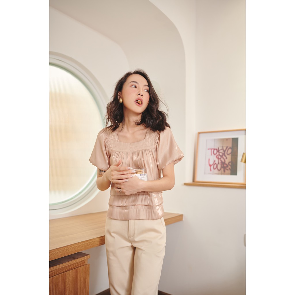 Happy Zoo - Áo tay ngắn cổ vuông ly chân ( 2 màu ) | BigBuy360 - bigbuy360.vn