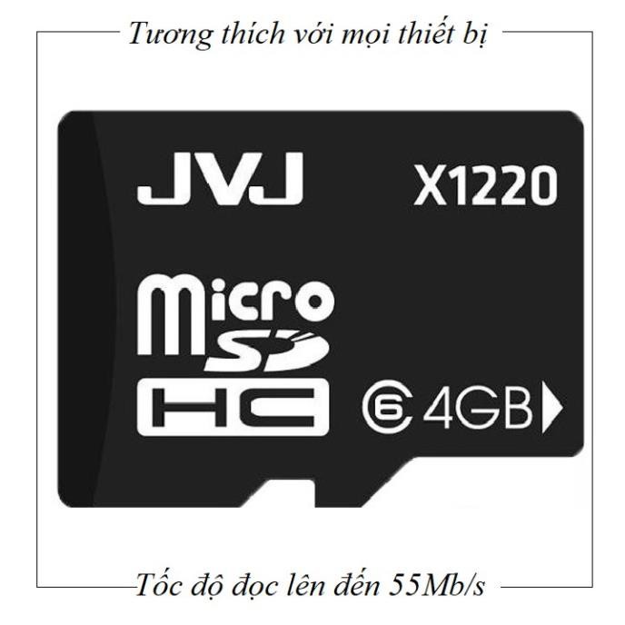 Thẻ nhớ JVJ 4Gb Class 6-Tốc độ cao Chuyên dụng điện thoại, Loa đài nghe nhạc, lưu trữ dữ liệu - bảo hành 5 năm 1 đổi 1